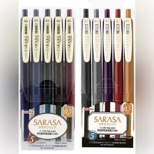 Zebra Sarasa Clip 0.5 Retractable Gel Ink Pen, Vintage Colors, 10 Color Bundle